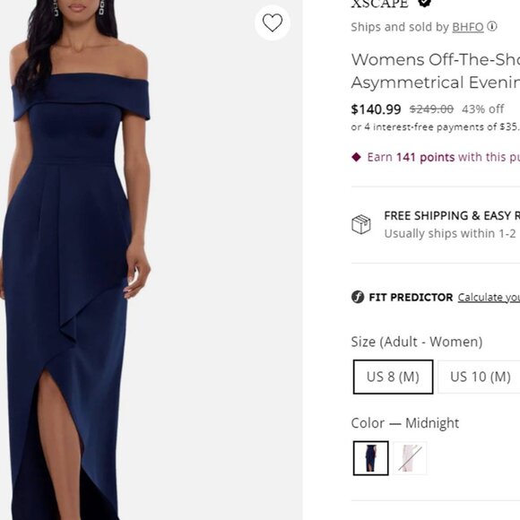 Xscape Off Shoulder Gown Size 14 - Picture 4 of 4